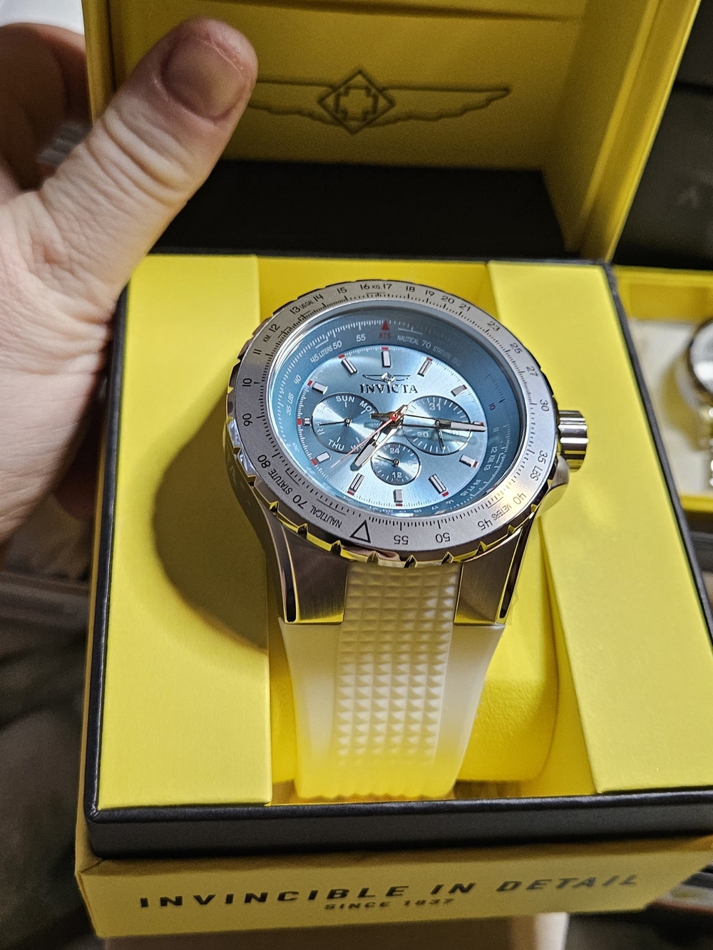 Invicta Men's Aviator Quartz Light Blue Dial Watch 50960 - 50mm - Picture 10 of 12